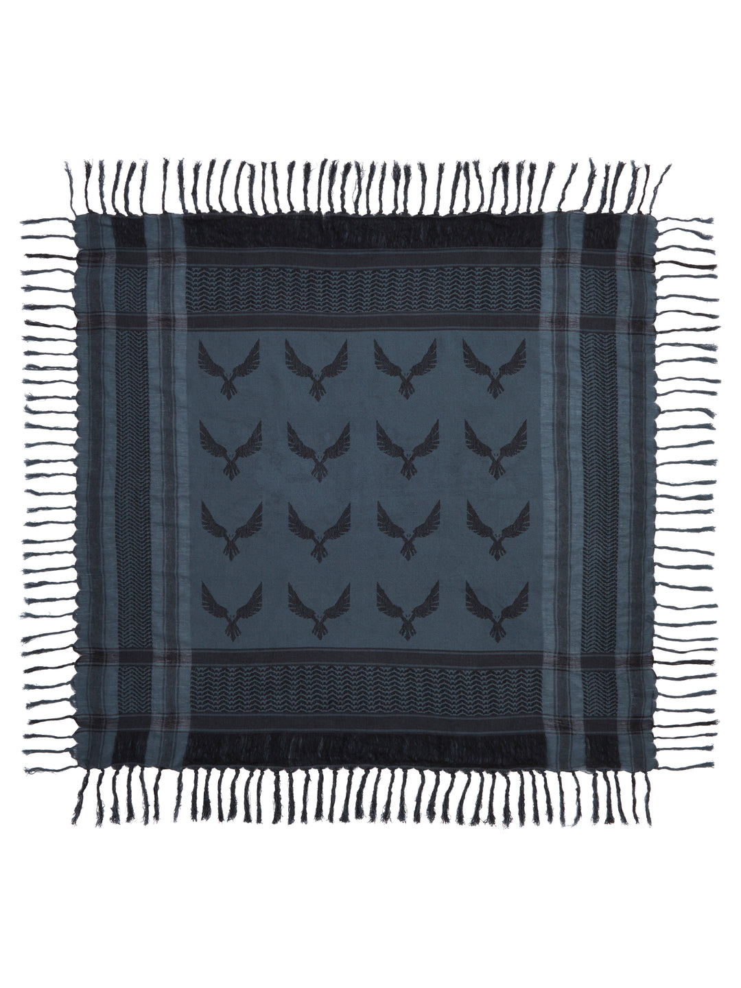 Virtus Shemagh scarf in jet black — woven fringe detail