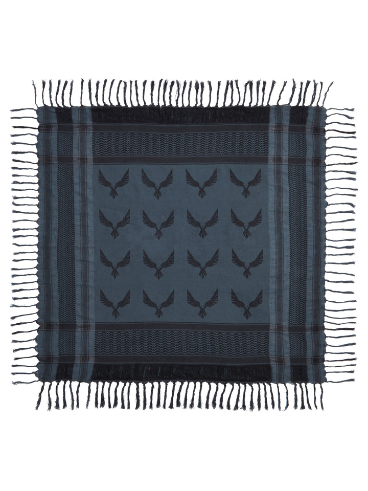 Virtus Shemagh scarf in jet black — woven fringe detail