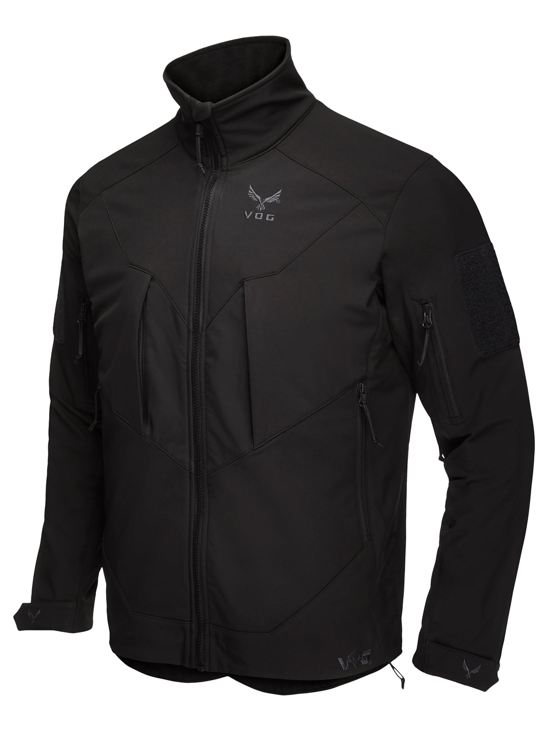 Virtus Astraes jacket in jet black — hood detail