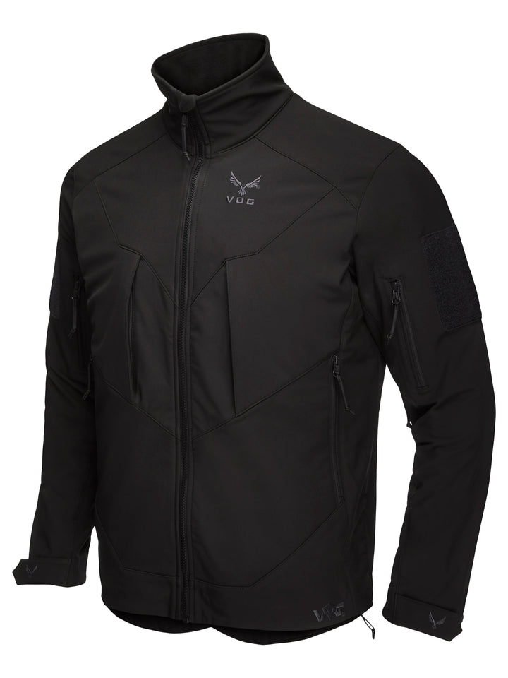 Virtus Astraes jacket in jet black — hood detail