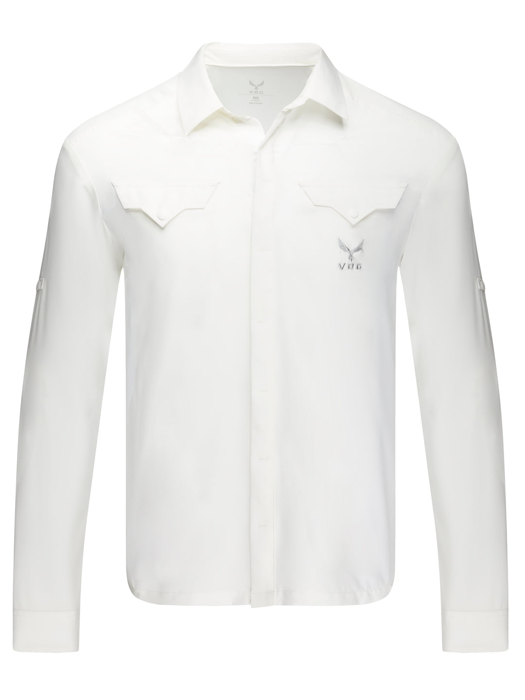 Virtus Renegade woven utility shirt in bright white — lightweight polyester mid-layer