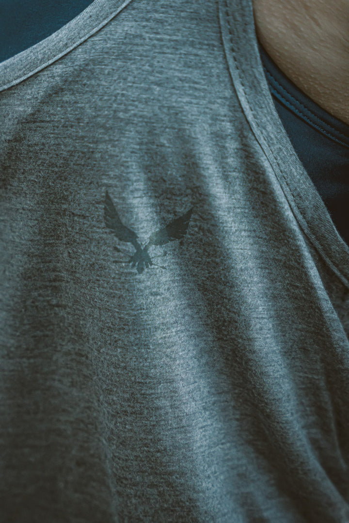 Virtus Burnout ladies tank top — studio front view