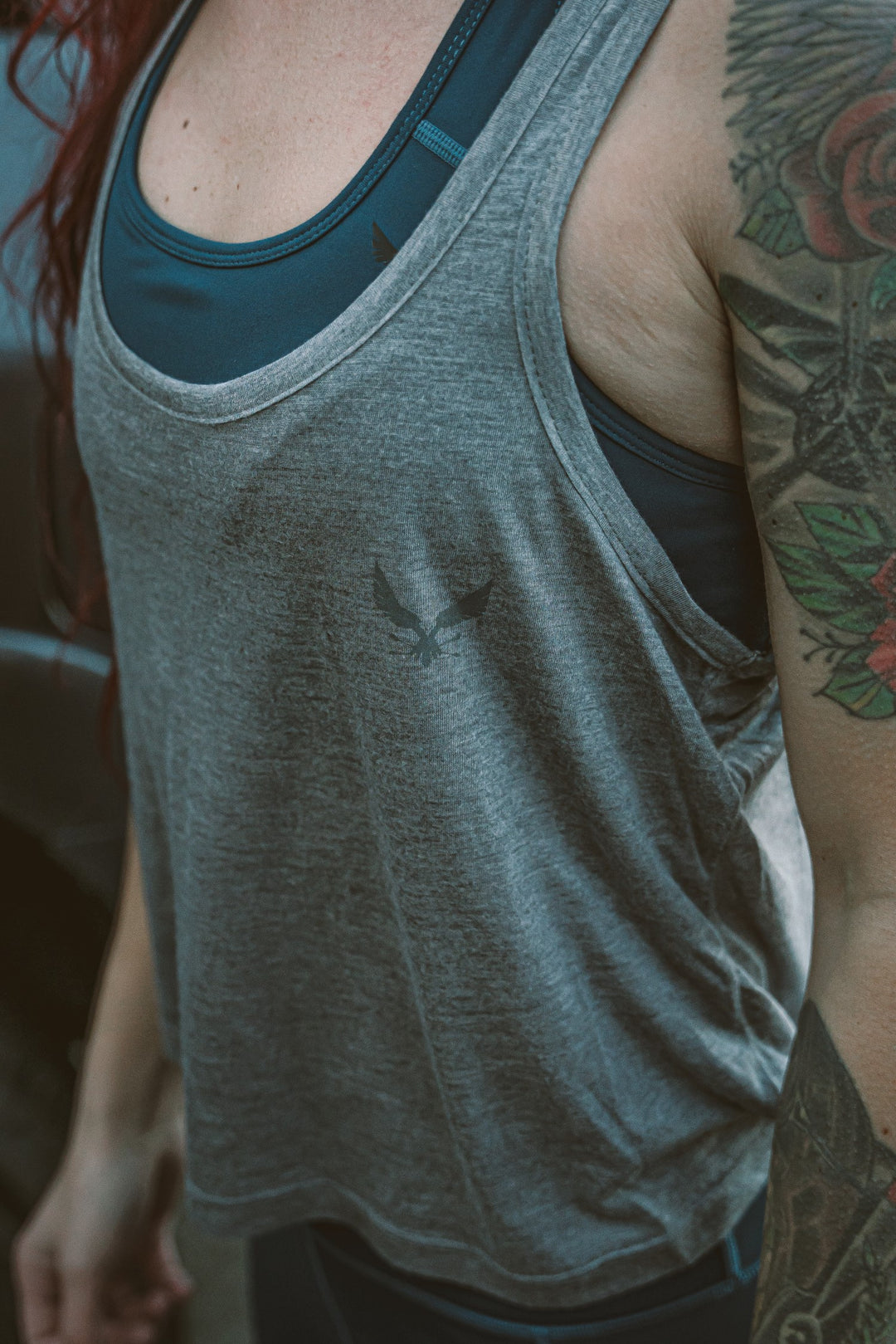 Virtus Burnout ladies tank top — studio view